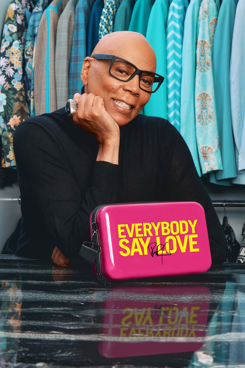 Sac à bandoulière « Everybody Say Love » rose et jaune